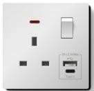 13A Single Socket with USB+C, DP - White